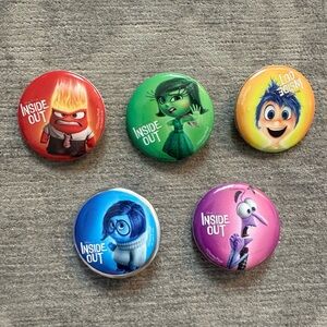 Inside Out pins- Disney Pixar’s Character (5) Button Set